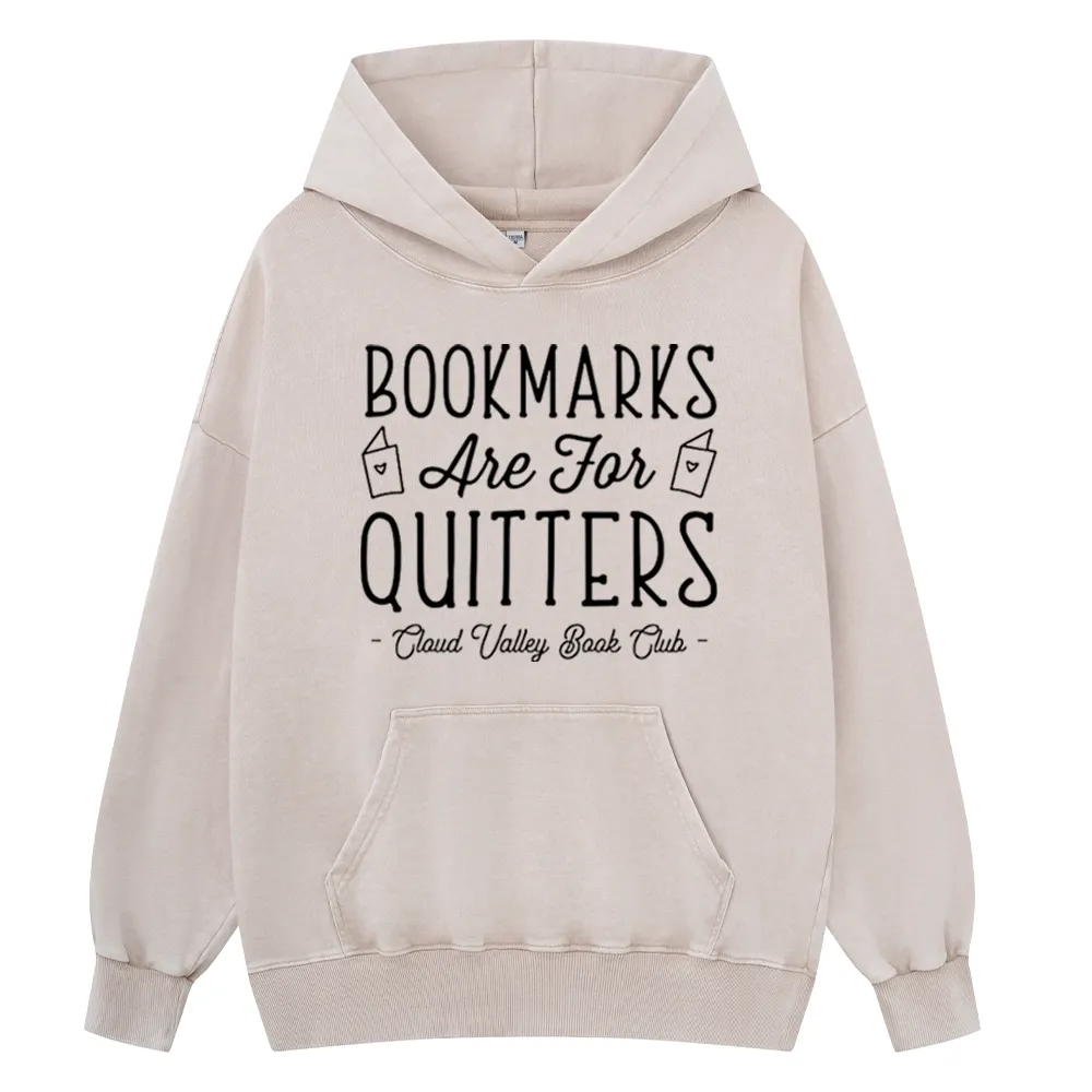 Pagewings Book Club Personalized Bookmarks Are For Quitters Unisex Washed Hoodie