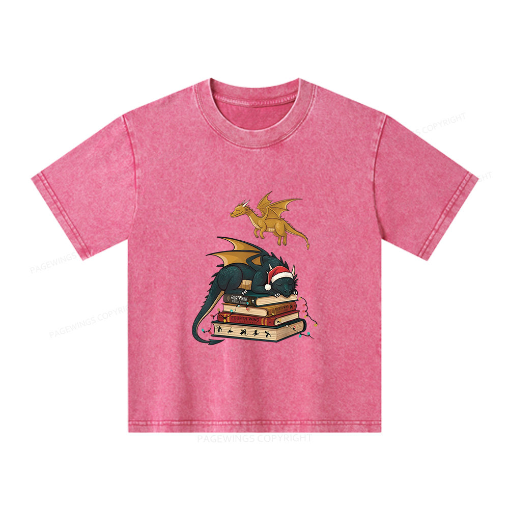 Pagewings Dragons Christmas Unisex Kids Washed T-shirt
