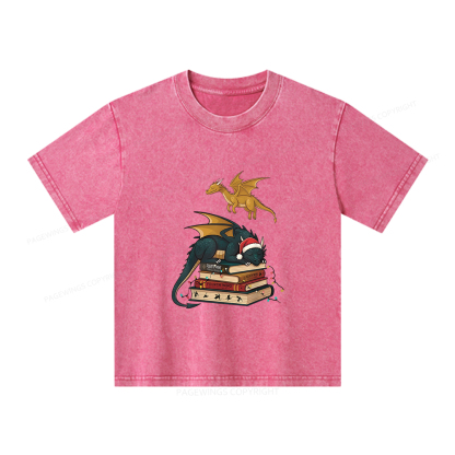 Pagewings Dragons Christmas Unisex Kids Washed T-shirt