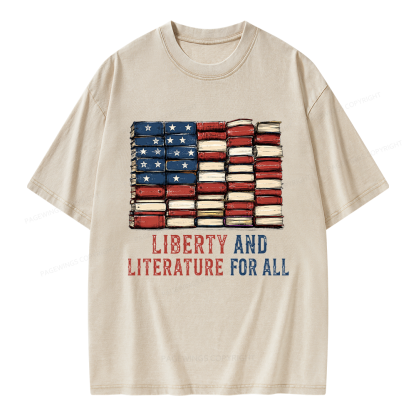 Pagewings Liberty and Literature Unisex Washed T-shirt