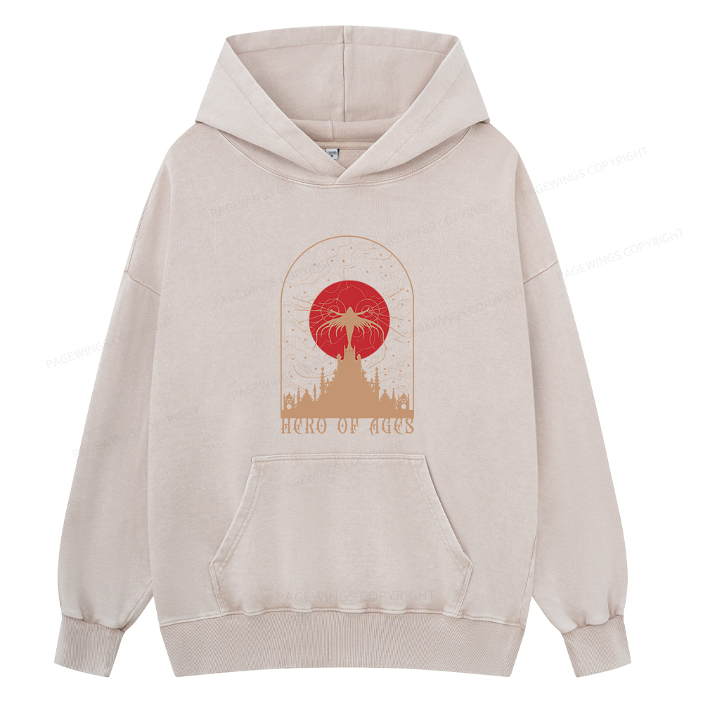 Pagewings Mist Bookish Unisex Washed Hoodie