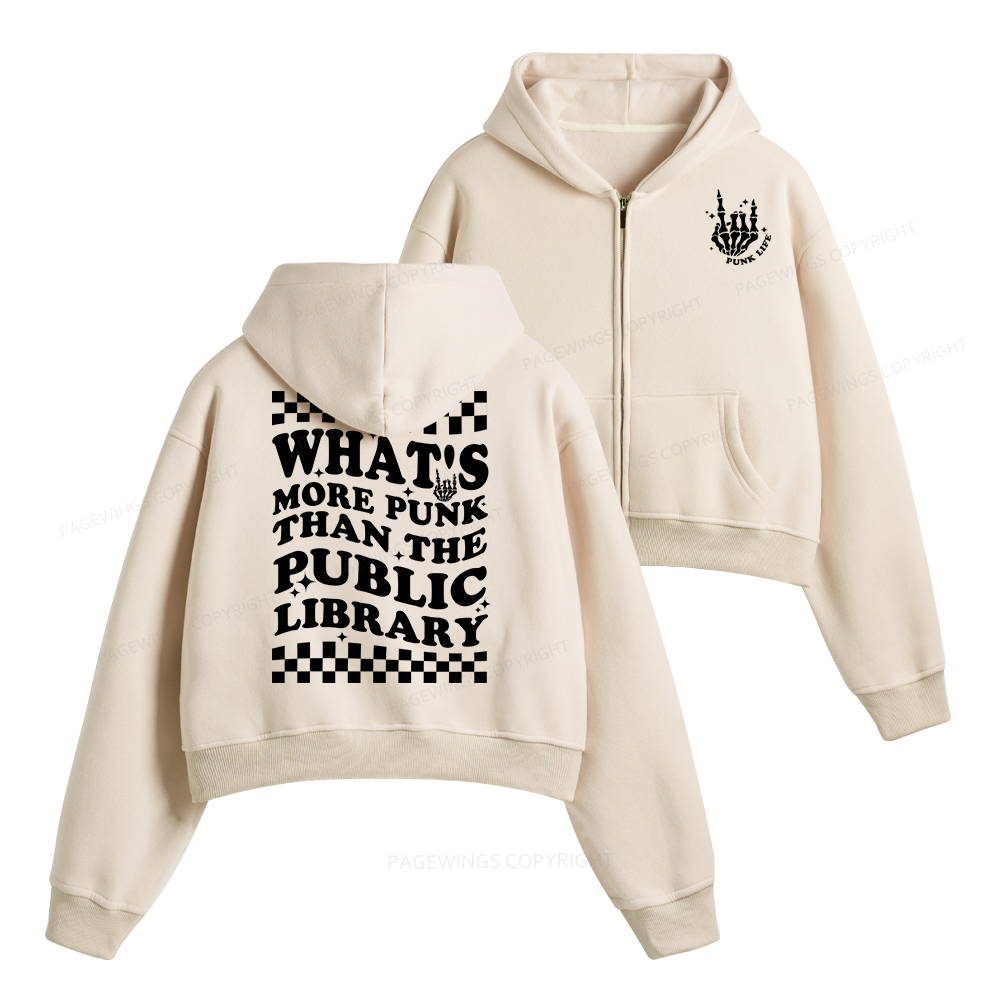 Pagewings Punk The Public Library Fleece Zip-Up Hoodie