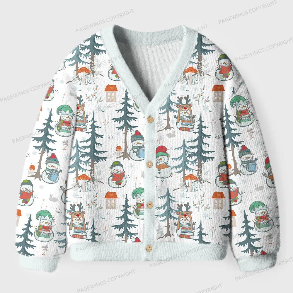 Pagewings Winter Snowman Unisex Ugly Cardigan Sweaters