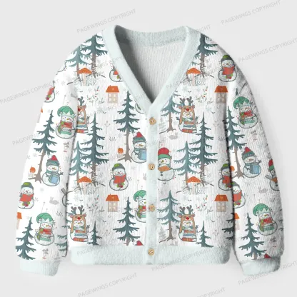 Pagewings  Winter Snowman  Unisex Ugly Cardigan Sweaters