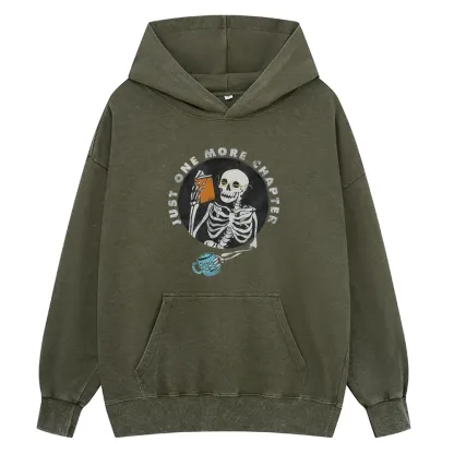 Pagewings Halloween Just One More Chapter Unisex Washed Hoodie
