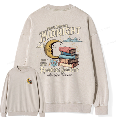 Pagewings Midnight Readers Society Unisex Washed Sweatshirt