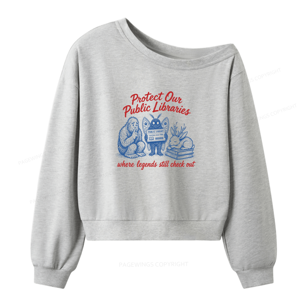 Pagewings Protect Library Women Off Shoulder Sweatshirt