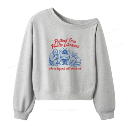 Pagewings Protect Library Women Off Shoulder Sweatshirt