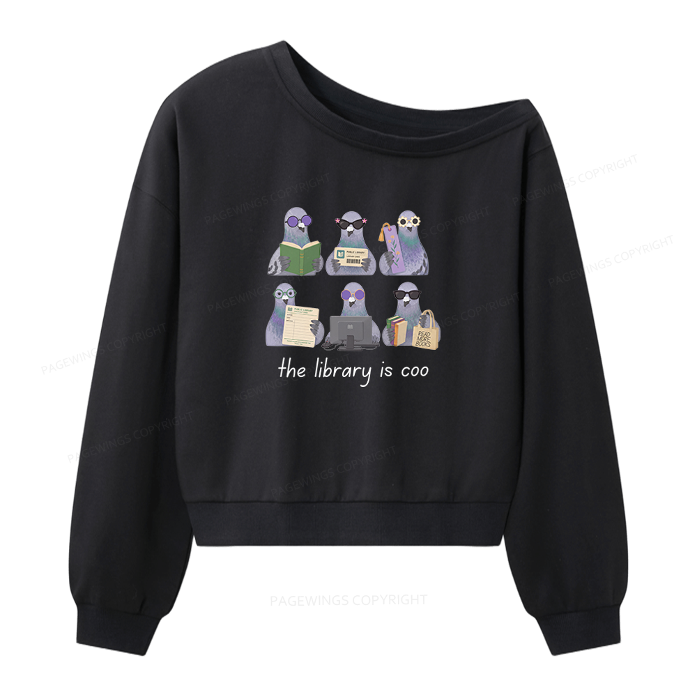 Pagewings Librarian Pigeon Women Off Shoulder Sweatshirt