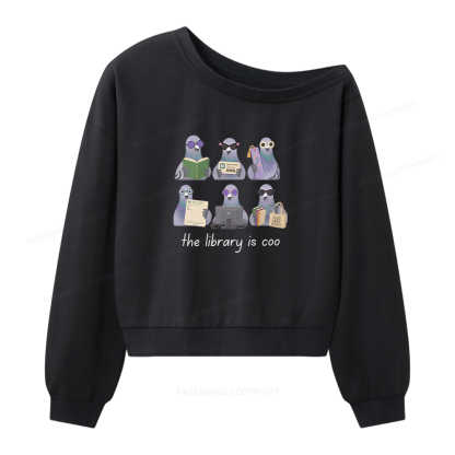 Pagewings Librarian Pigeon Women Off Shoulder Sweatshirt