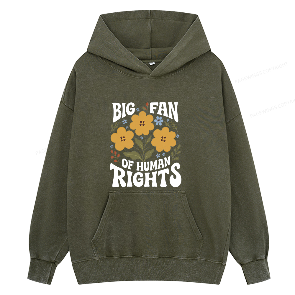 Pagewings Big Fan of Human Rights Unisex Washed Hoodie