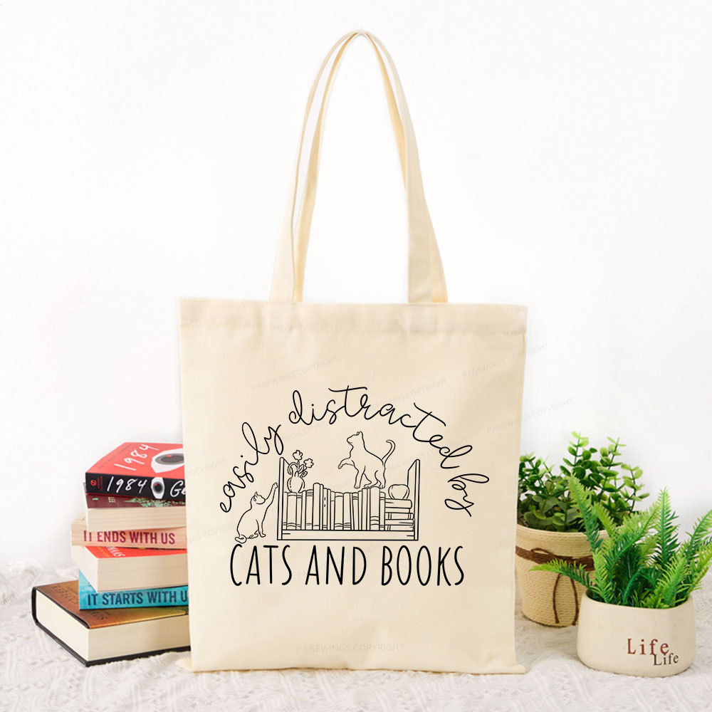 Pagewing Cute Cats And Books Tote Bag
