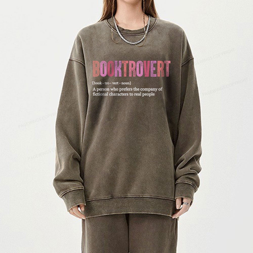 Pagewing Funny Book Lover Unisex Washed Sweatshirt