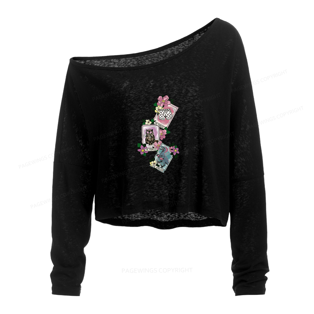 Pagewings Sci Fi Bookish Slouchy Long Sleeve Off Shoulder T-shirt