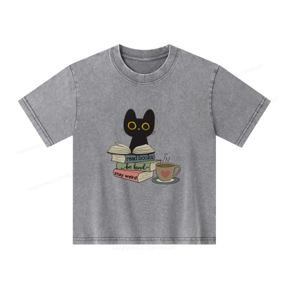 Pagewings Read Books Be Kind Stay Weird Unisex Kids Washed T-shirt