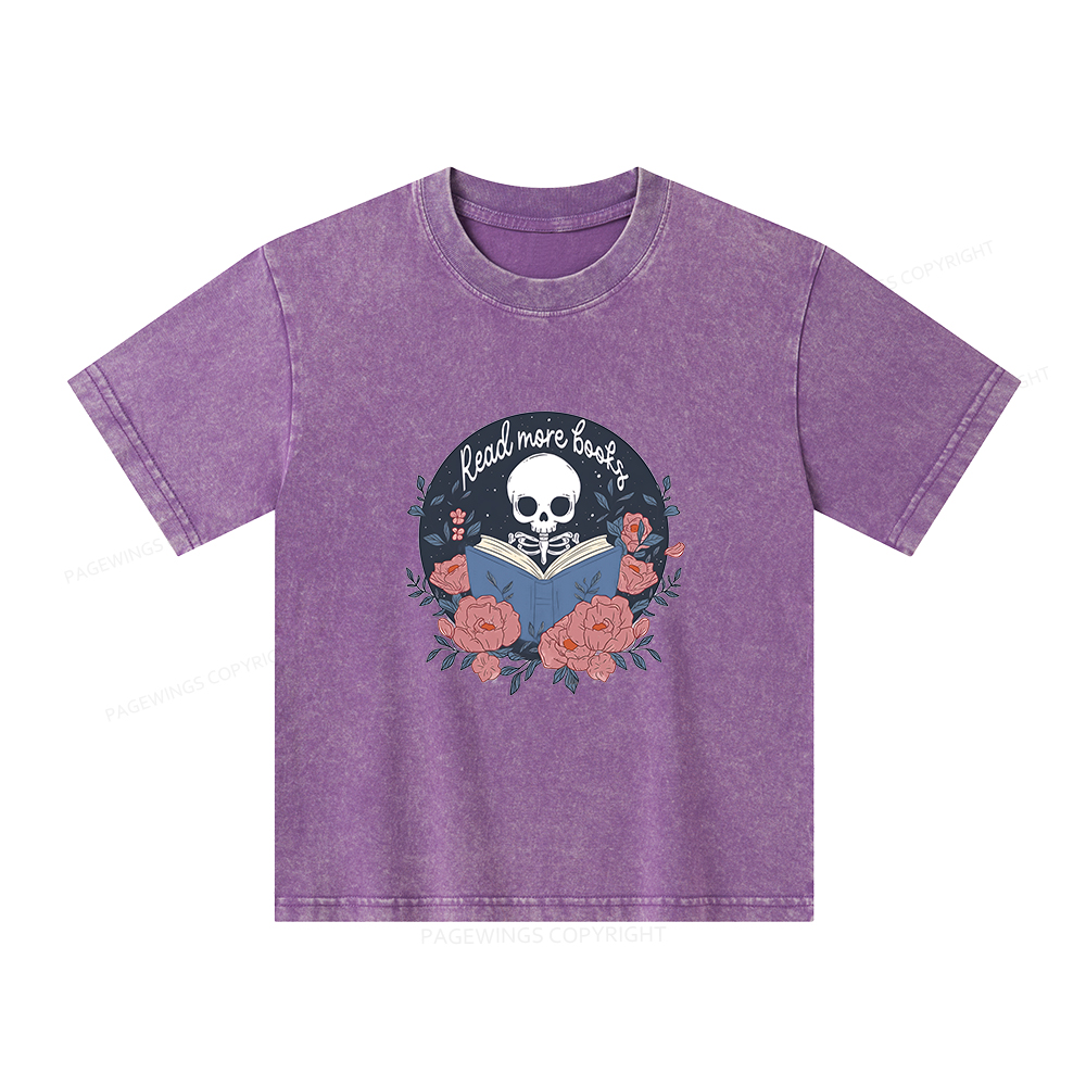 Pagewings Read  More  Books Unisex Kids Washed T-shirt