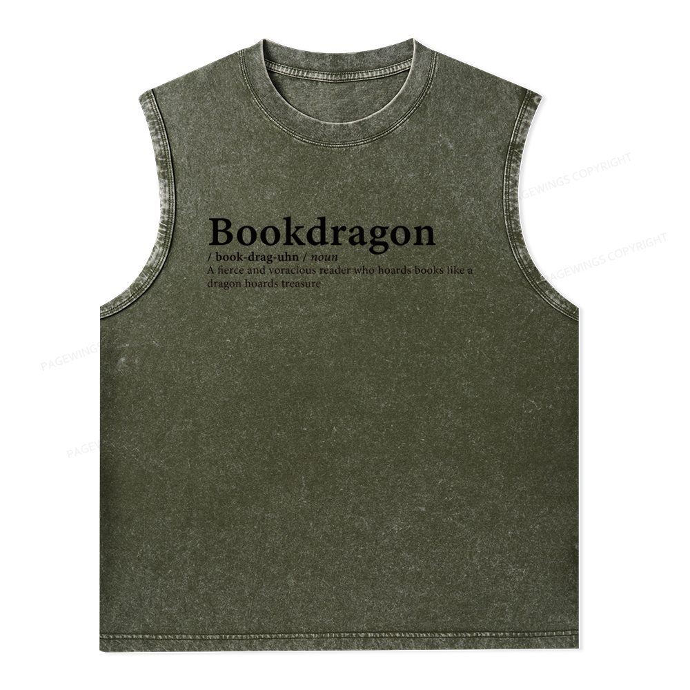 Pagewings Bookdragon: Journey Through Words book lover Unisex Washed Tank Top