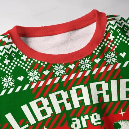 Pagewings Libraries Are For Everyone Unisex Ugly Knit Sweatshirt