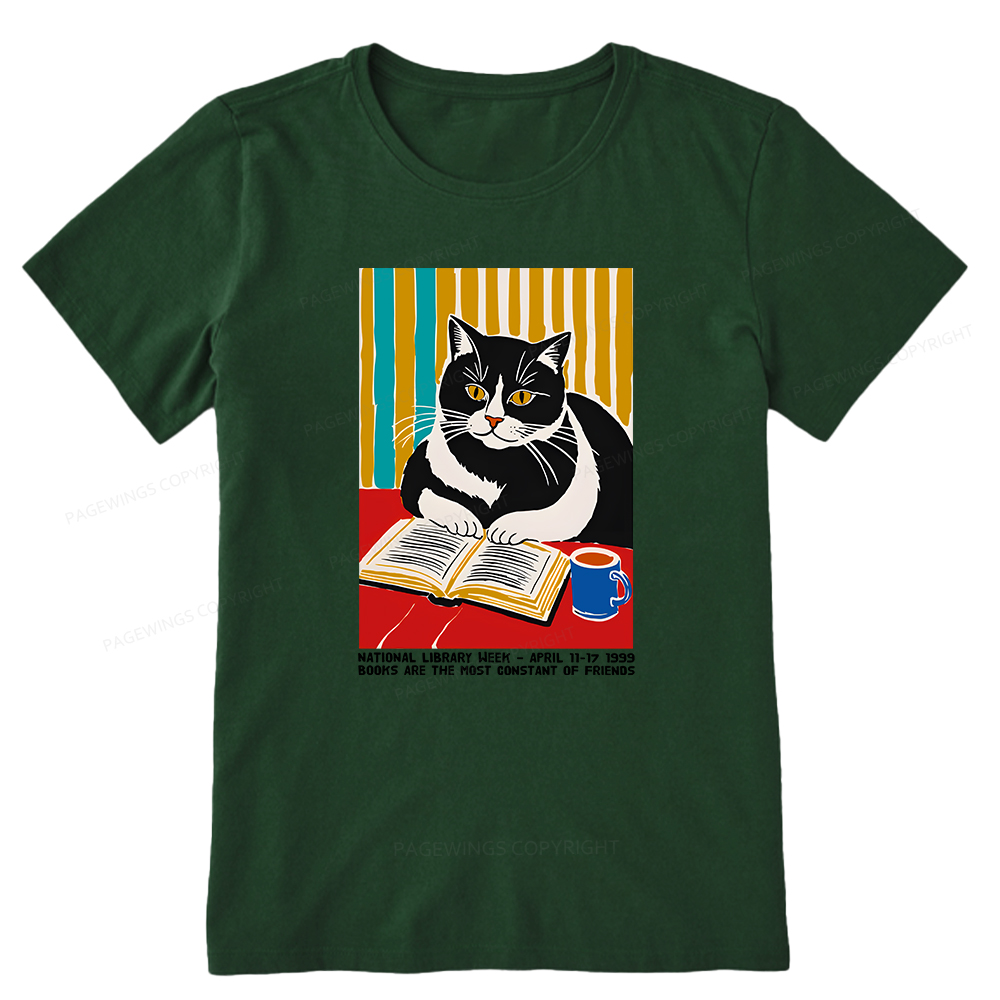 Pagewings Ational Library Week Cat Poster Unisex Classic T-shirt