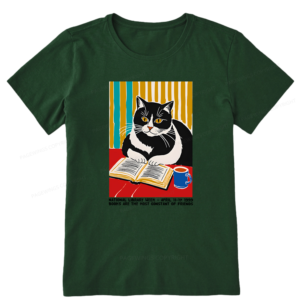 Pagewings Ational Library Week Cat Poster Unisex Classic T-shirt
