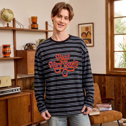 Pagewings Read More Books Unisex Striped Long Sleeve T-Shirt