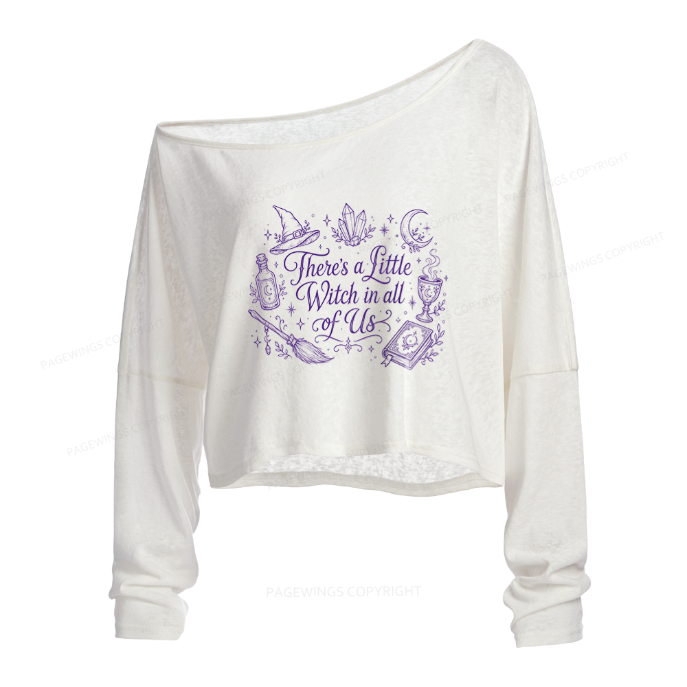 Pagewings Mystical Witchy Slouchy Long Sleeve Off Shoulder T-shirt