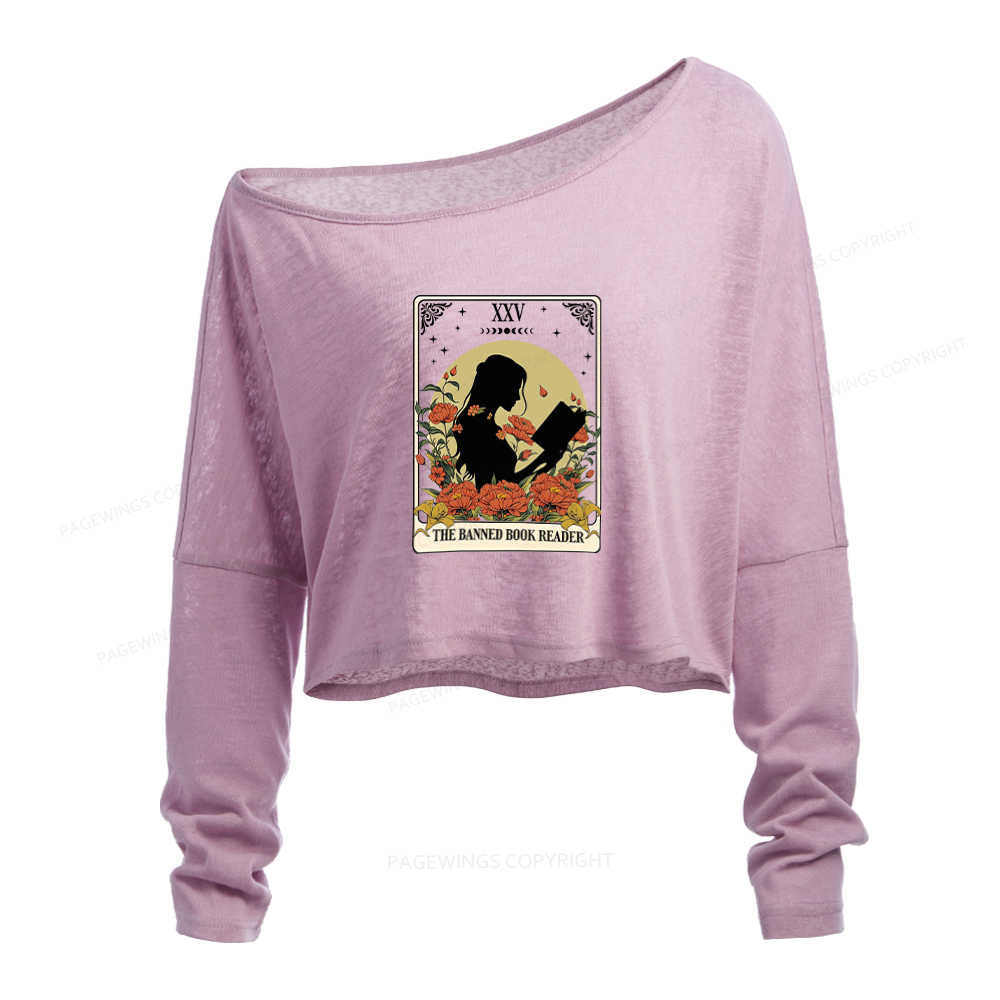 Pagewings The Banned Book Reader Slouchy Long Sleeve Off Shoulder T-shirt