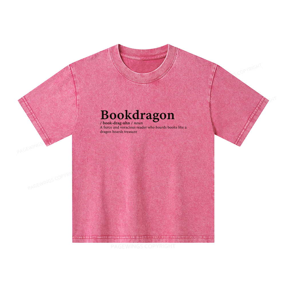 Pagewings Bookdragon: Journey Through Words book lover Unisex Kids Washed T-shirt