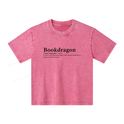 Pagewings Bookdragon: Journey Through Words book lover Unisex Kids Washed T-shirt