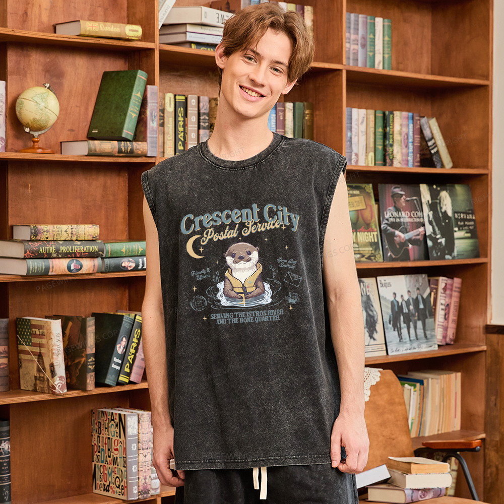 Pagewing Reading Fantasy Bookish Unisex Washed Tank Top