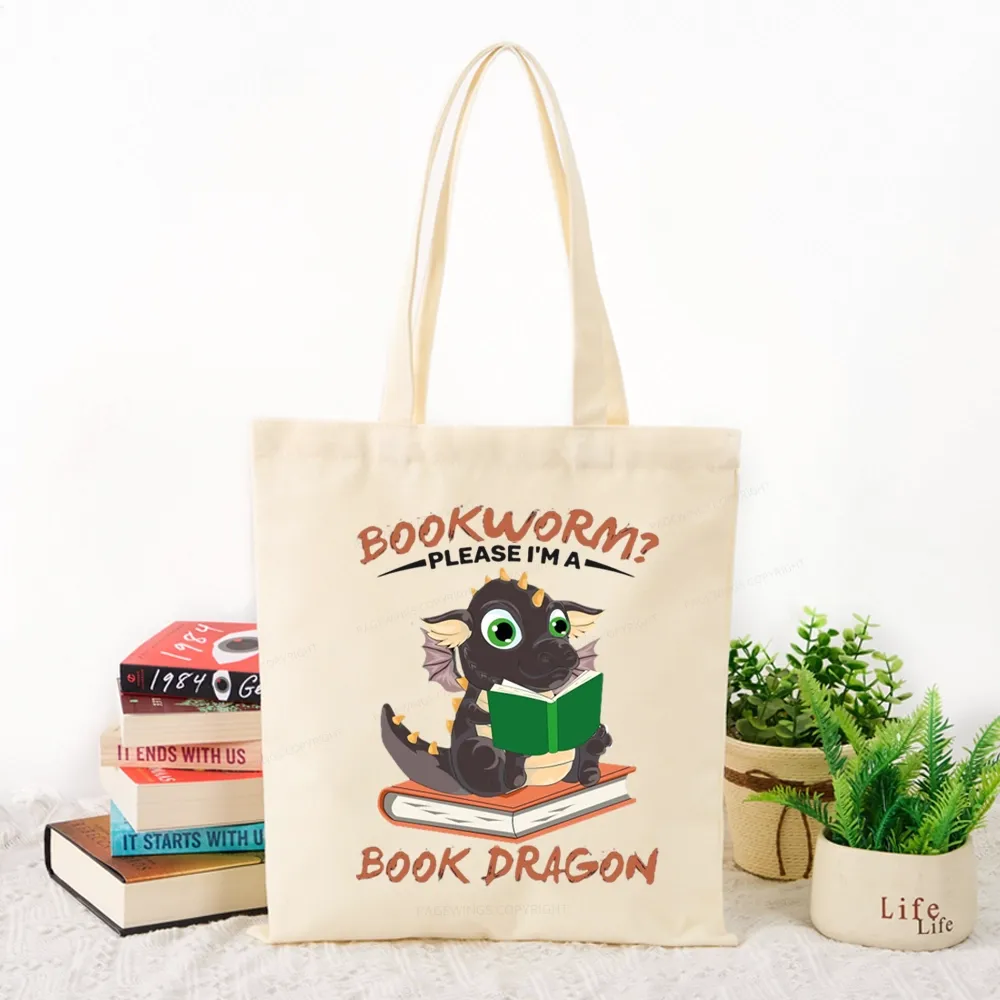 Pagewings Book Dragon Tote Bag
