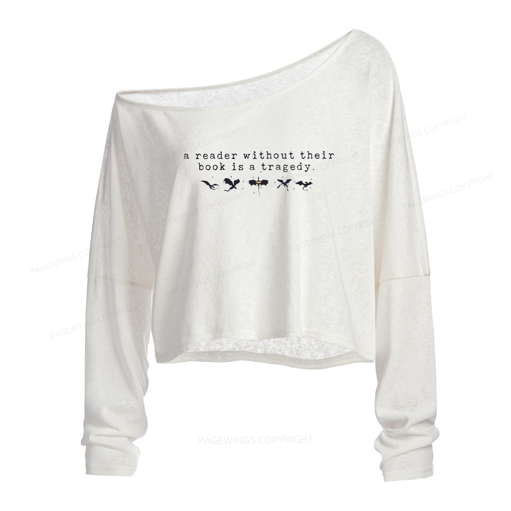 Pagewings Fantasy Reading Slouchy Long Sleeve Off Shoulder T-shirt