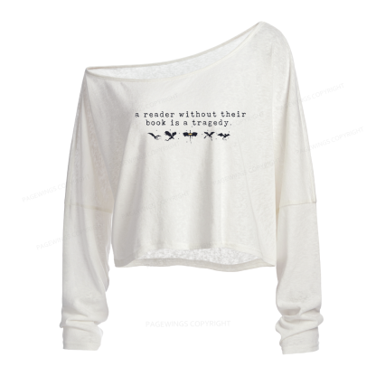 Pagewings Fantasy Reading Slouchy Long Sleeve Off Shoulder T-shirt