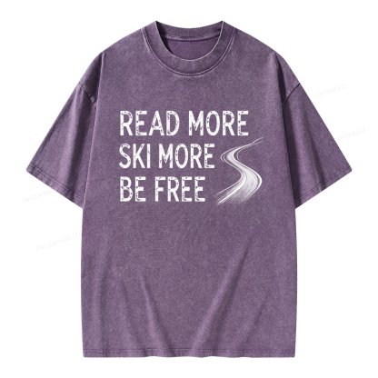 Pagewings Read More Ski More Be Free Unisex Washed T-shirt