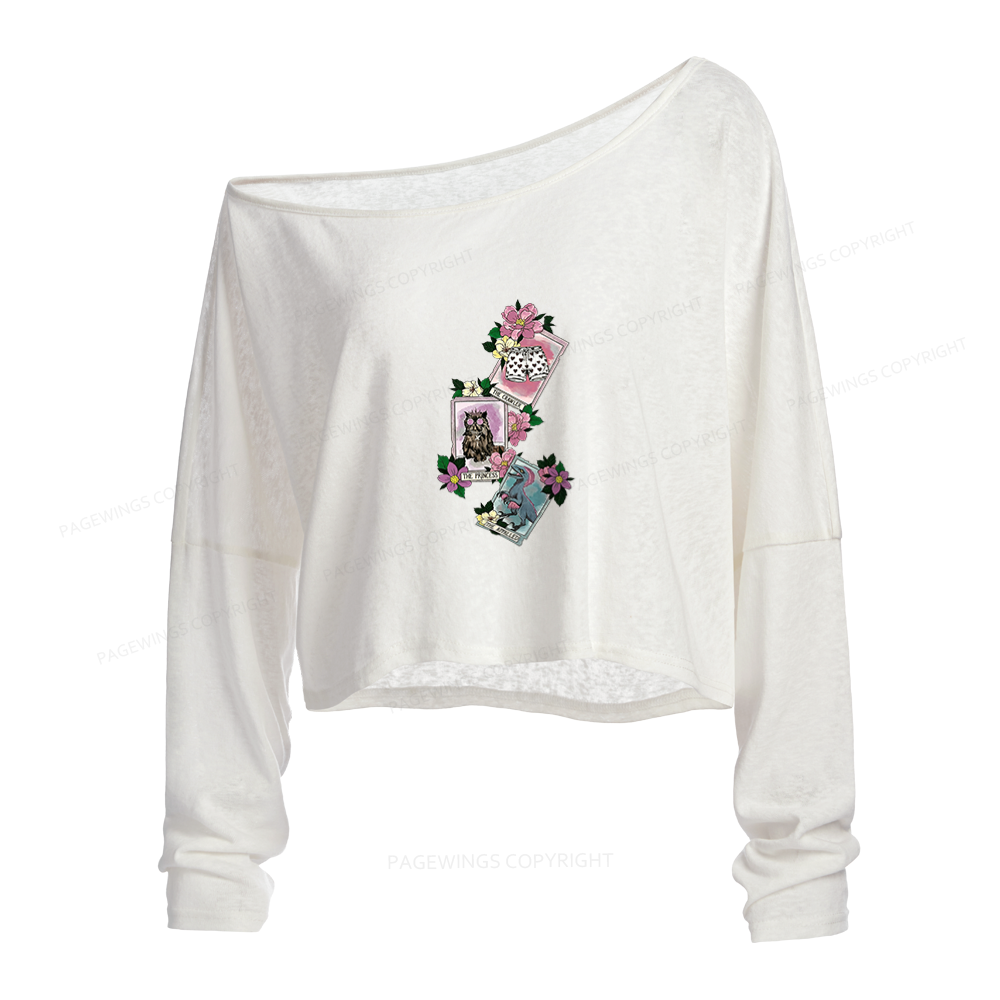 Pagewings Sci Fi Bookish Slouchy Long Sleeve Off Shoulder T-shirt