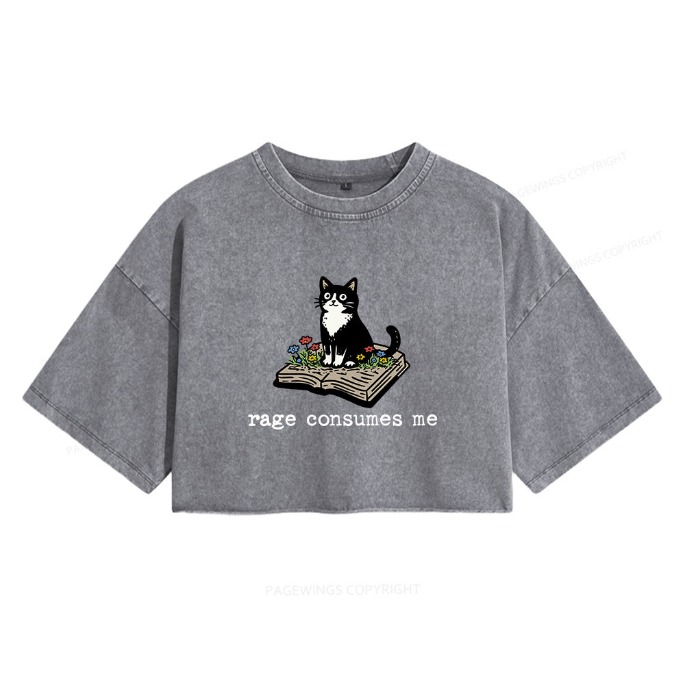 Pagewings Rage Consumes Me Women's Washed Cropped T-shirt