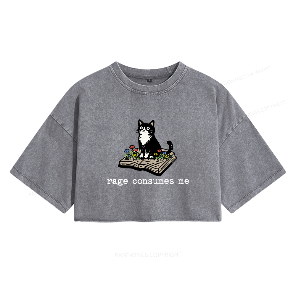 Pagewings Rage Consumes Me Women's Washed Cropped T-shirt