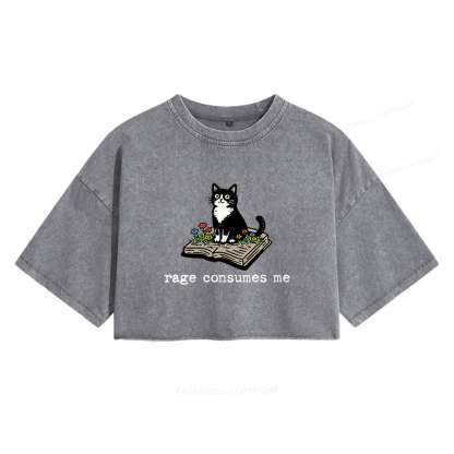 Pagewings Rage Consumes Me Women's Washed Cropped T-shirt