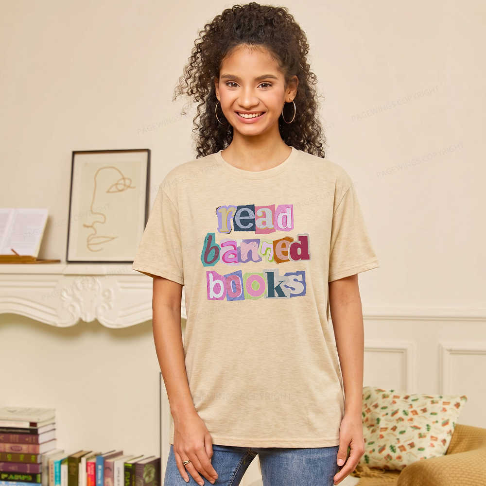 Pagewings Read Banned Books Unisex Heather T-Shirt