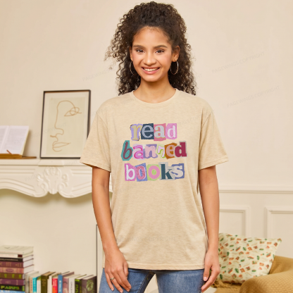 Pagewings Read Banned Books Unisex Heather T-Shirt