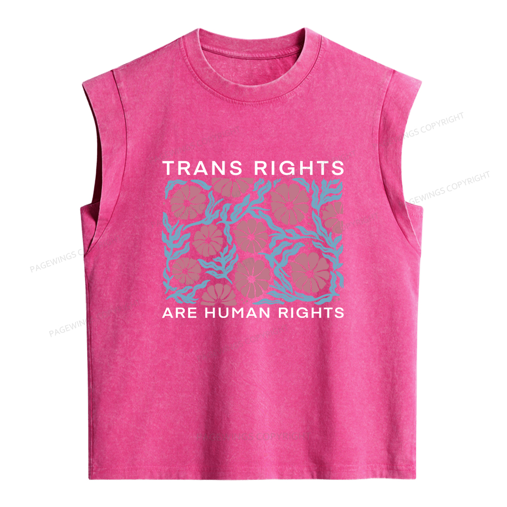 Pagewings Trans Rights Are Human Rights Women's Washed Tank Top