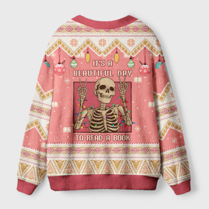 Pagewings It's A Beautiful Day To Read A Book Light Knit Unisex Cardigan Sweaters