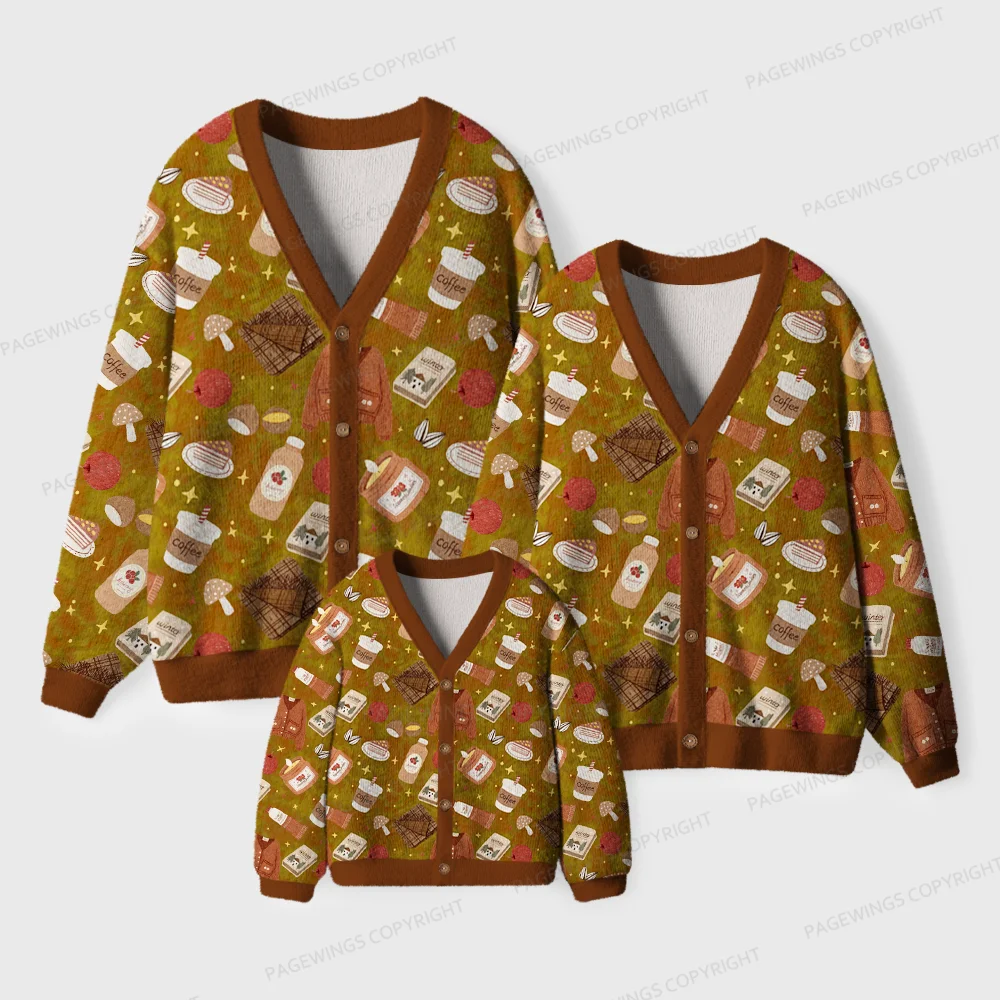 Pagewings Coffee and Books Unisex Ugly Cardigan Sweaters