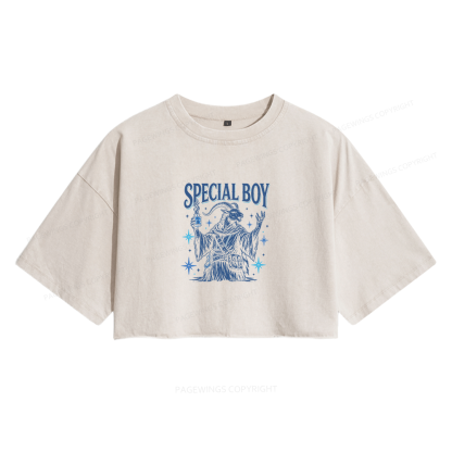 Pagewings Sci Fi Bookish Women's Washed Cropped T-shirt