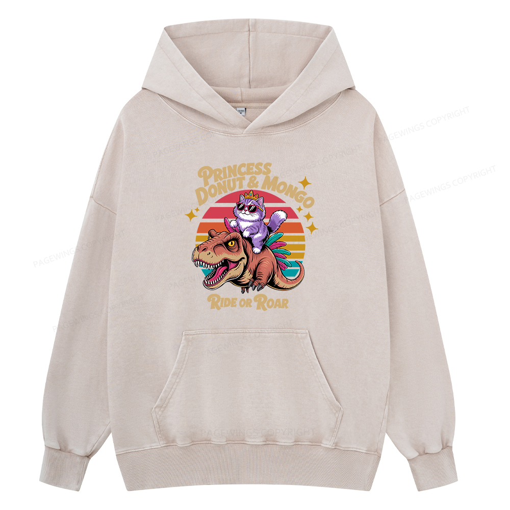 Pagewing Princess Donut & Mongo Unisex Washed Hoodie