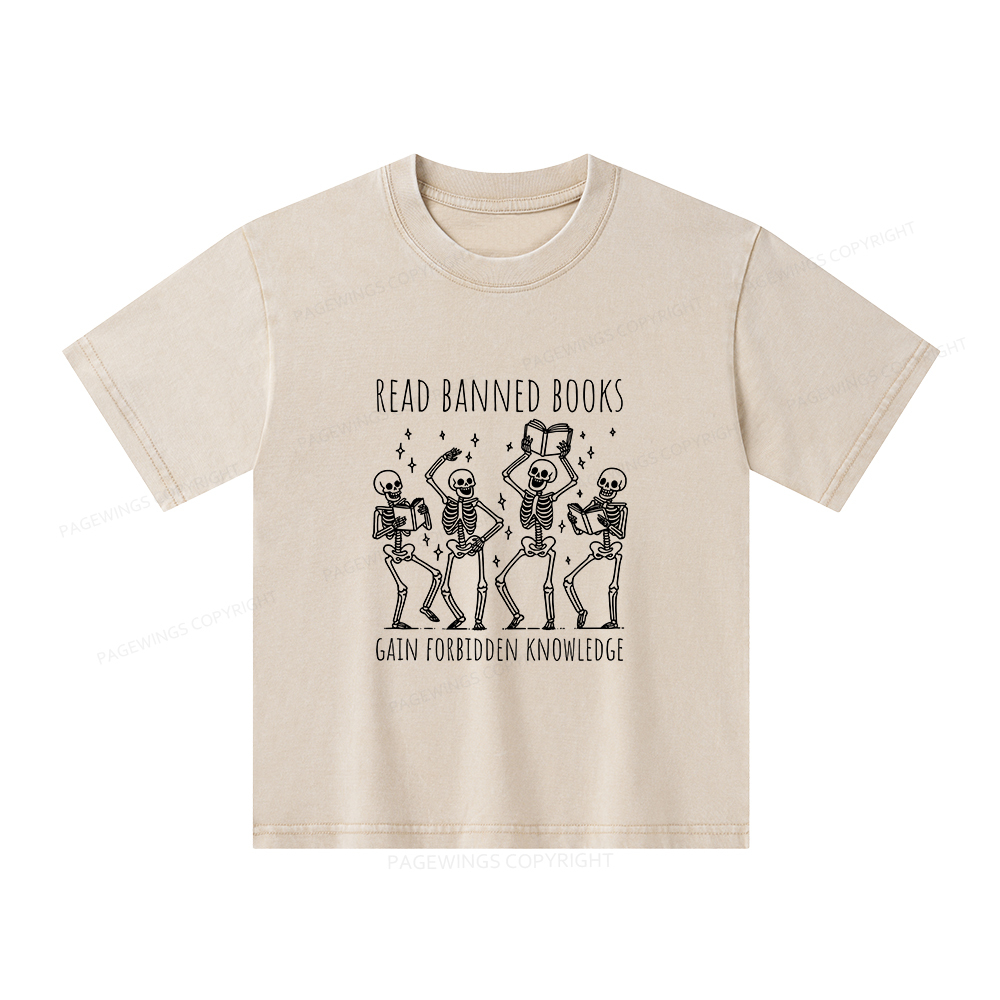 Pagewings Reading Books Tee Book Lover Gift Unisex Kids Washed T-shirt