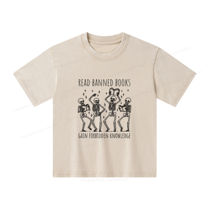 Pagewings Reading Books Tee Book Lover Gift Unisex Kids Washed T-shirt