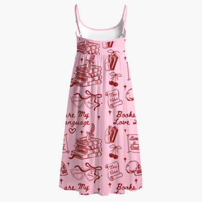 Pagewings Books Are My Love Language Printed Spaghetti Strap Midi Sundress