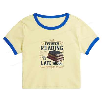 Pagewings Vintage Reading Since Late 1900s Baby Tee Cropped Ringer T-Shirt