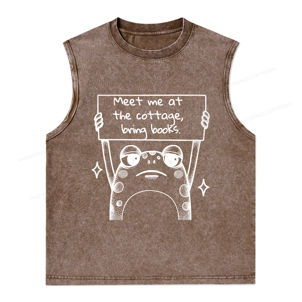 Pagewings Meet Me At The Cottage Bring Books Unisex Washed Tank Top